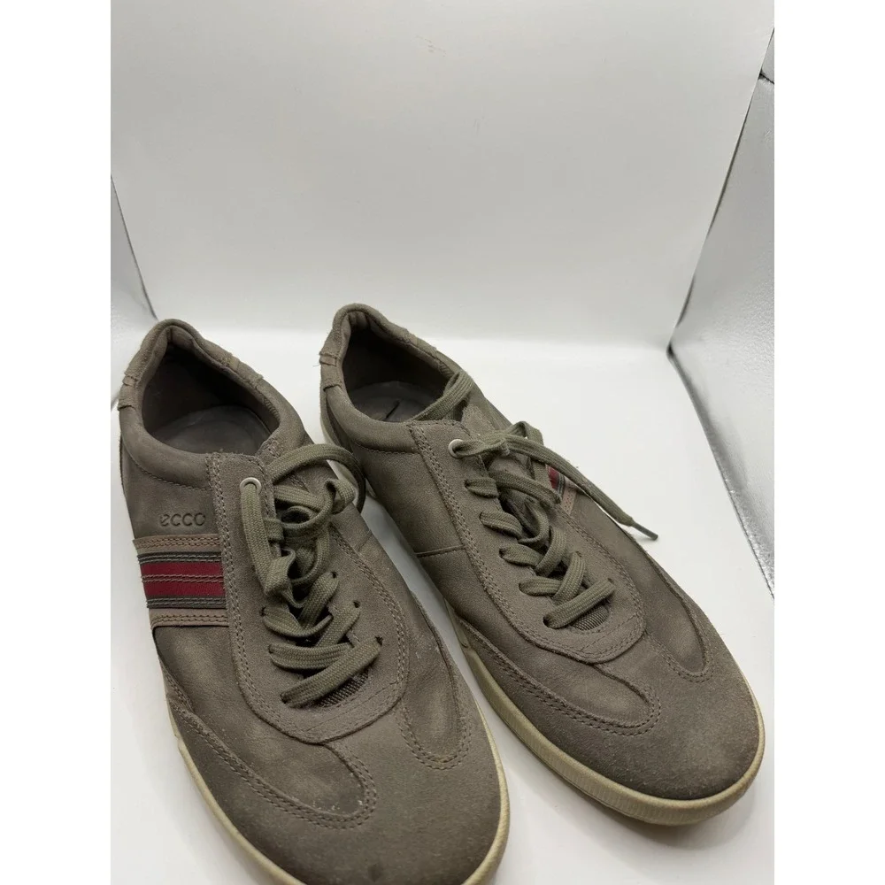 ECCO Soft 7 Mens Sneakers Size 45 Leather Suede Low Top Lace Up Shoes Grey Brown